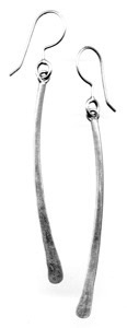 CURVE $85-sterling silver earrings with sanding disk texture on hammered end (2" long not including ear wire) CURVE $85-sterling silver earrings with sanding disk texture on hammered end (2" long not including ear wire)